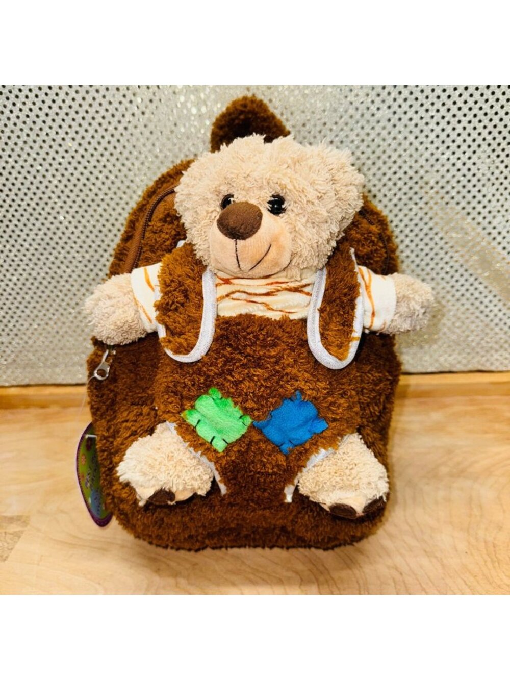 Kids Fuzzy Faux Fur Triceratops Backpack